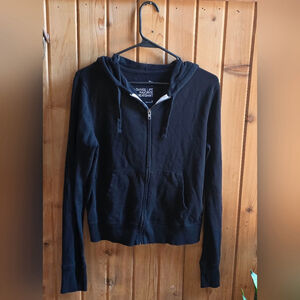 So Lounge Life Favorite Sweatshirt Black Fitted Zippered Hoodie